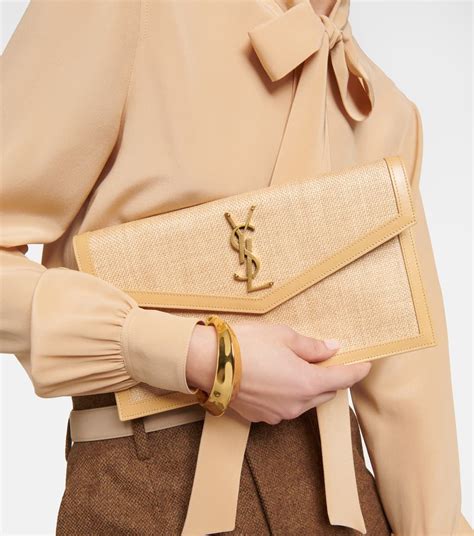 ysl clutch raffia